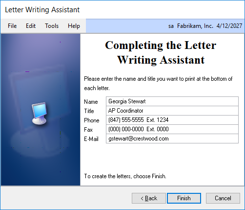 Dynamics GP Letter Writing Assistant