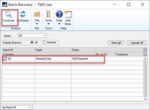 Batch Recovery in Dynamics GP