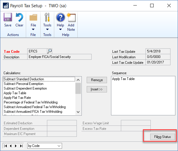 Manually update Payroll taxes in GP