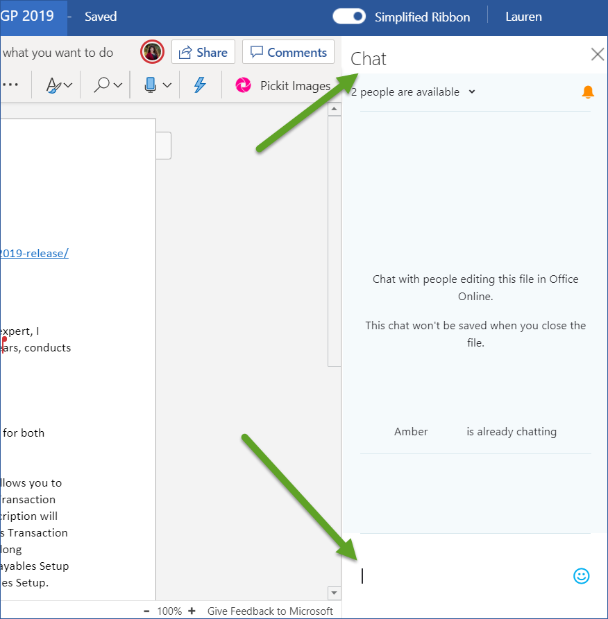 Chat in Office 365 