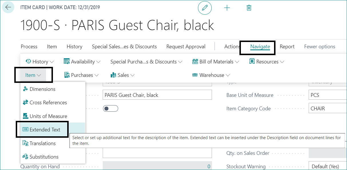 Item Extended Text In Dynamics 365 BC