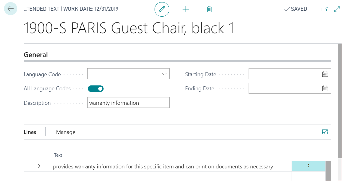 Item Extended Text In Dynamics 365 BC
