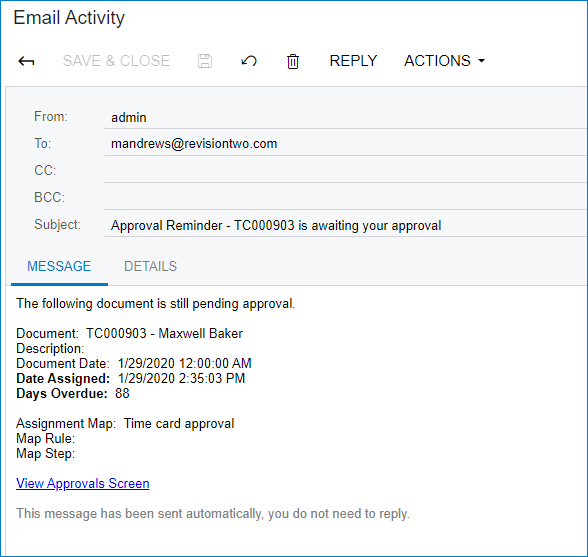 Approval Reminder in Acumatica