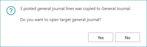 Coping General Journals in Business Central
