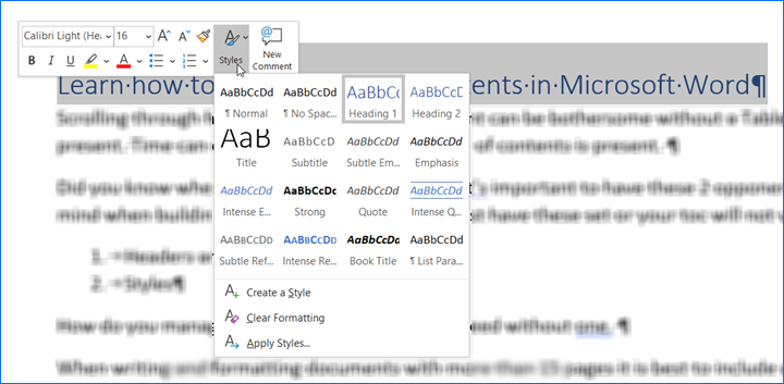 Styles in Word