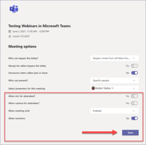 Webinars in Microsoft Teams