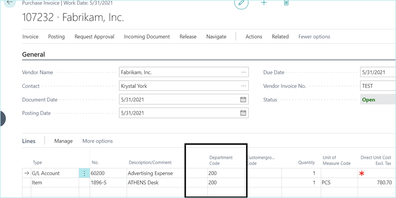 Default Dimension Priorities in Dynamics 365 Business Central