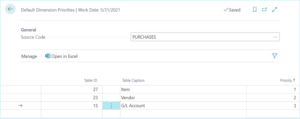 Default Dimension Priorities in Dynamics 365 Business Central
