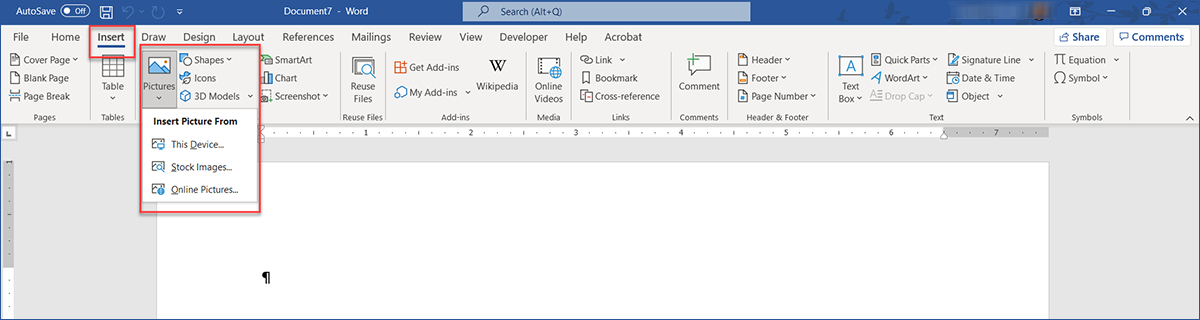 how to write next to an image in word